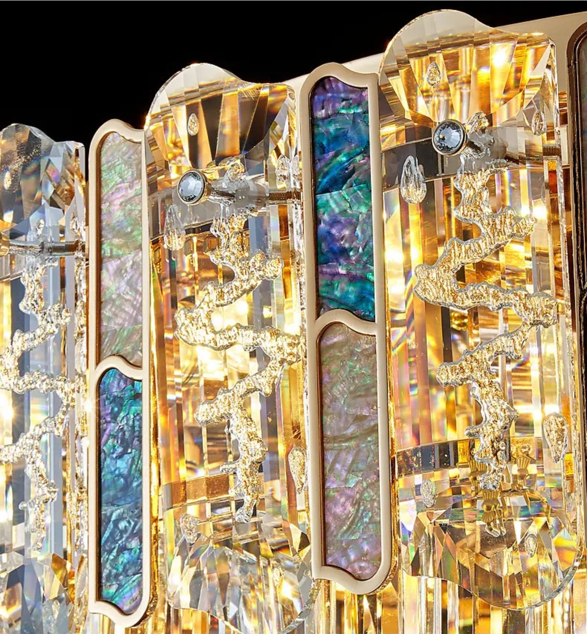 Ayame Pelchat Gold Crystal Ceiling Chandelier