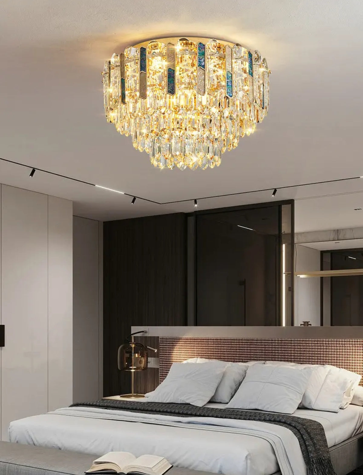 Ayame Pelchat Gold Crystal Ceiling Chandelier