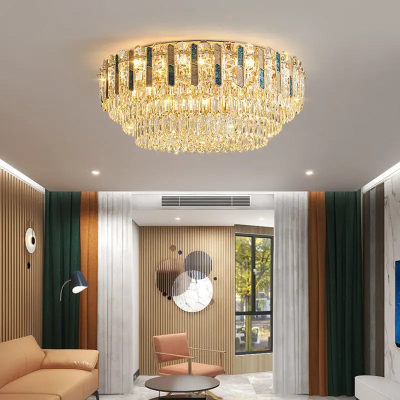 Ayame Pelchat Gold Crystal Ceiling Chandelier