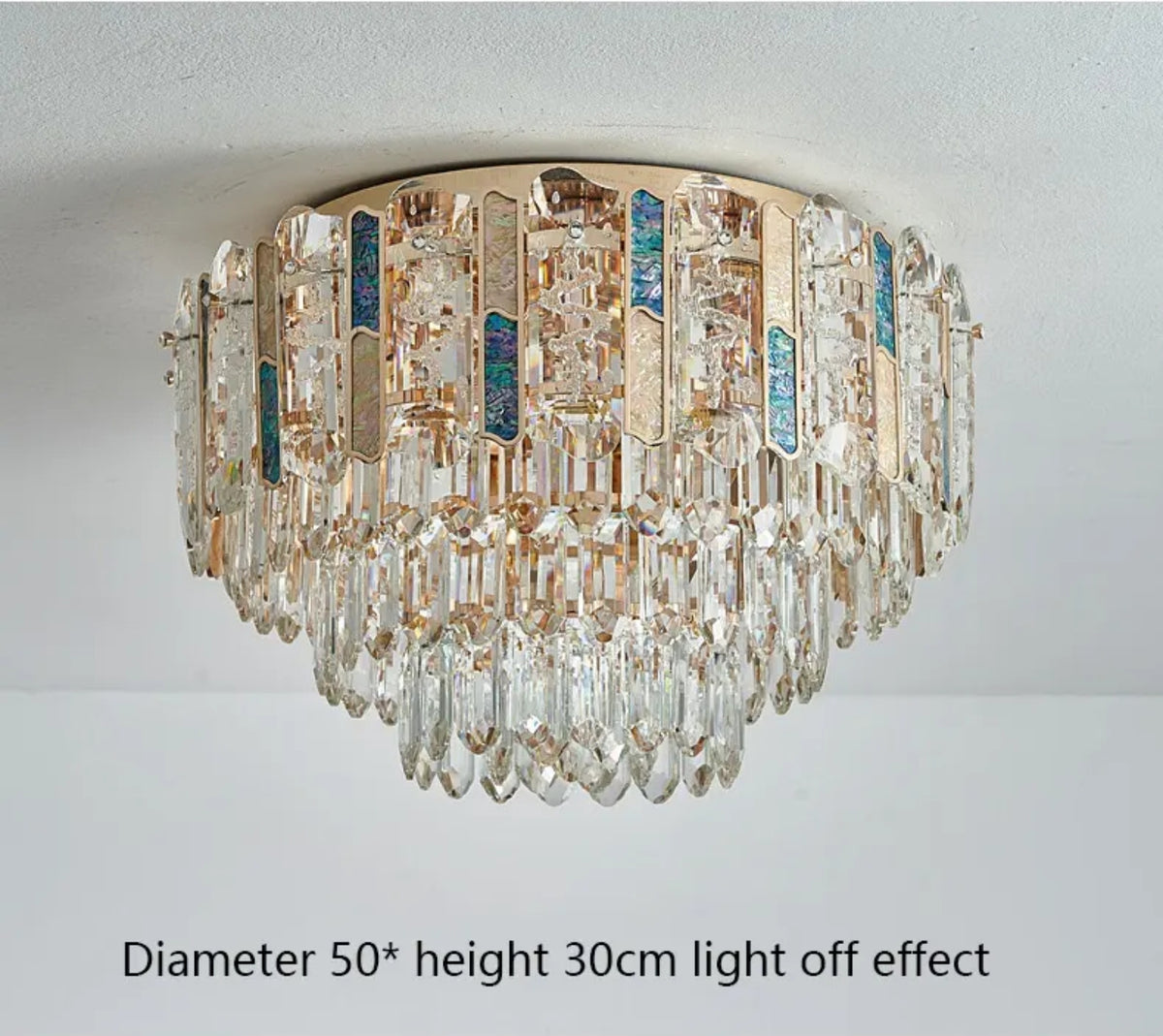 Ayame Pelchat Gold Crystal Ceiling Chandelier