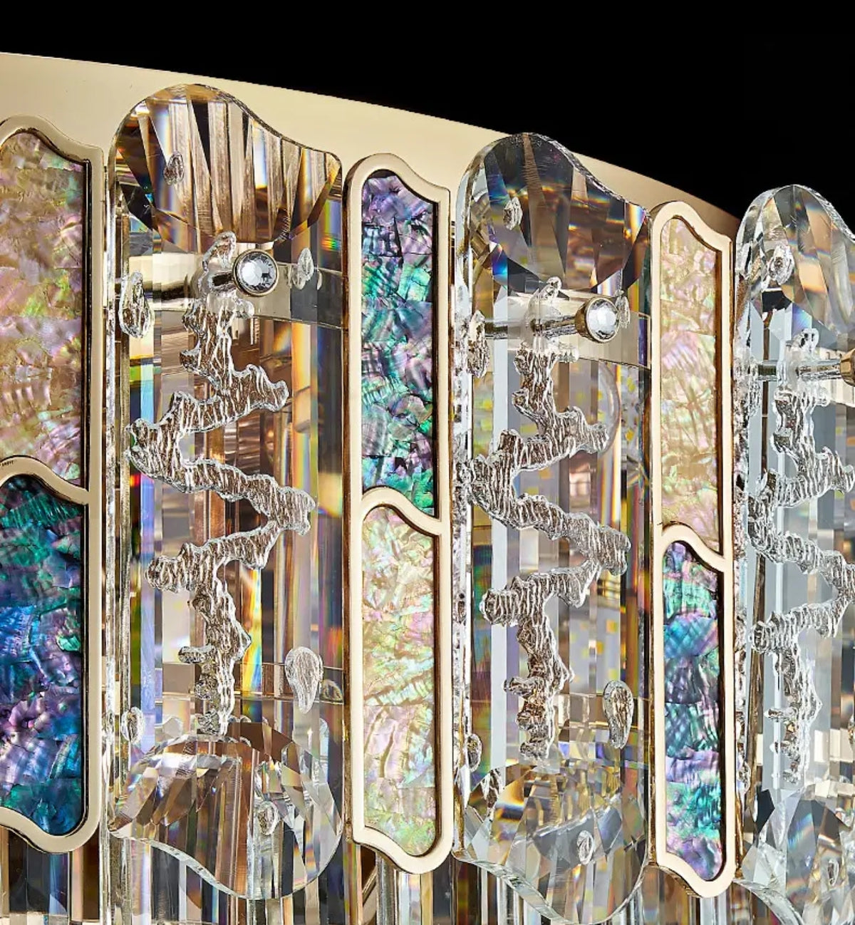 Ayame Pelchat Gold Crystal Ceiling Chandelier