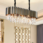 Msambamba Grey & Gold Crystal Chandelier-Round/Rectangle - Reflect Lighting
