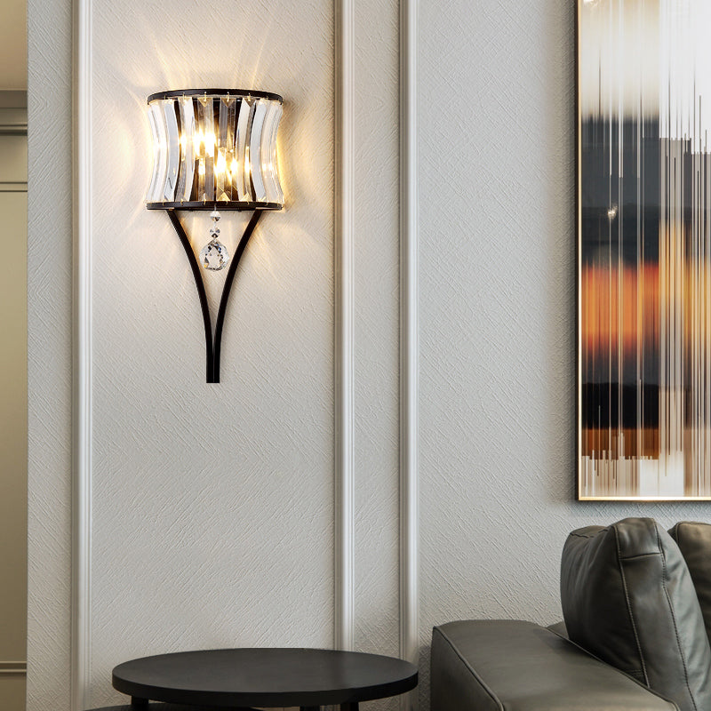 Crystal Suncatcher Feng Shui Wall Lamp Diamond- Black/Gold - Reflect Lighting