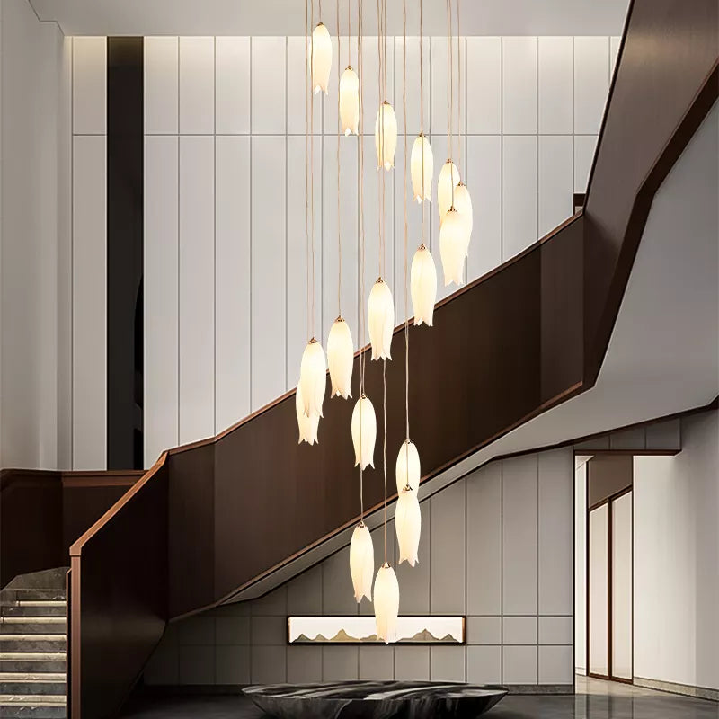 Tulip Flower Staircase Chandelier - Reflect Lighting