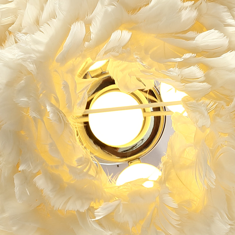 Ivory Feather Round Pendant Light - Reflect Lighting