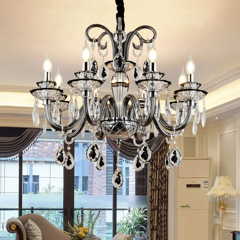Bratton Black Crystal Candle Style Chandelier/Wall Lamp - Reflect Lighting
