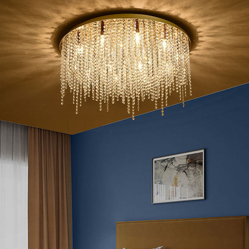 Shah Gold Crystal Ceiling Light - Round/Rectangle - Reflect Lighting
