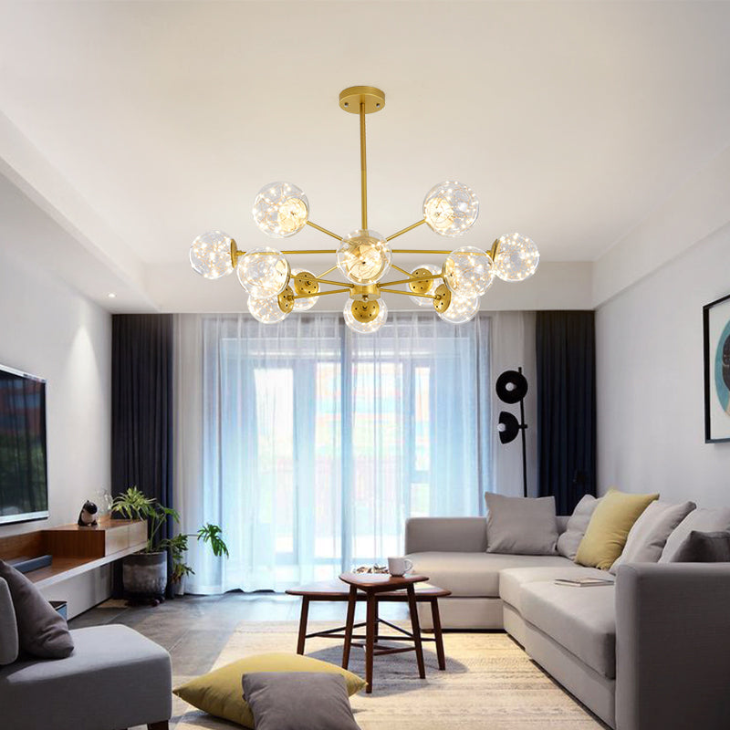 Balle Be Crystal Ball Chandelier- Gold/Black - Reflect Lighting