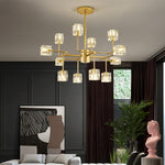 Golden Ice Cube Crystal Chandelier - Reflect Lighting