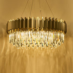 Gray & Gold Crystal Chandeliers-Round/Rectangle - Reflect Lighting