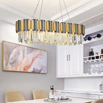 LurLine Gold & Grey Crystal Chandelier-Round/Rectangle - Reflect Lighting