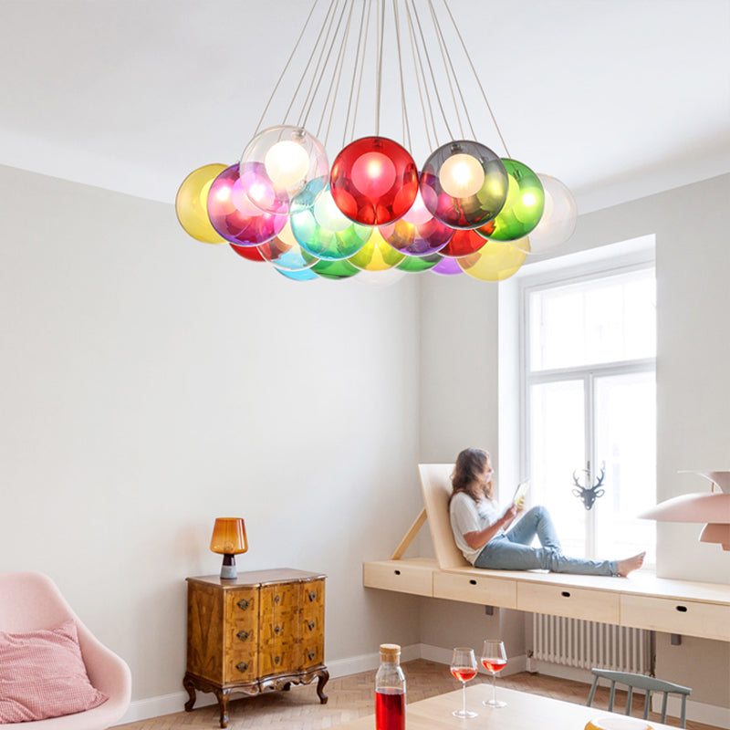 Glass Led Lights Chandelier- Multicolored/Clear - Reflect Lighting