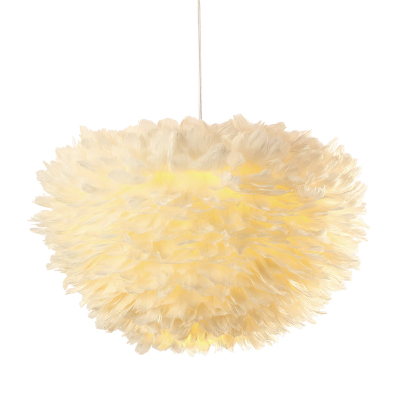 Ivory Feather Round Pendant Light - Reflect Lighting