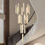 Thierry Vanesa Chrome Crystal Staircase LED Chandelier- 3 Patterns - Reflect Lighting