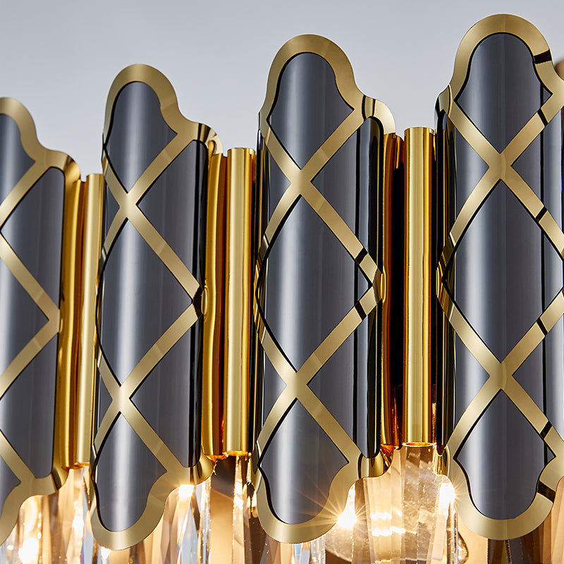 Demi Gold Crystal Chandelier-Round/Rectangle - Reflect Lighting