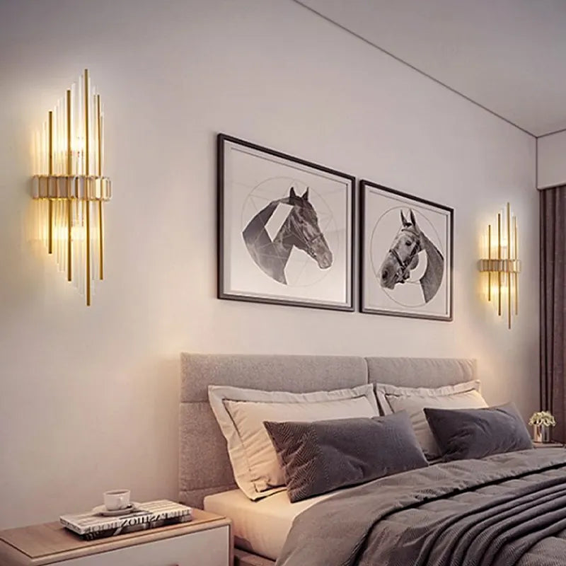 Marsily Copper Gold/Black Crystal Wall Lamp - Reflect Lighting