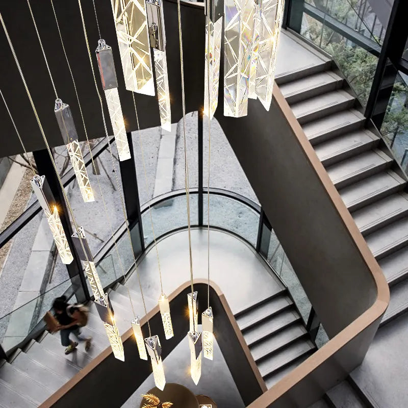 Hiatt Abeer Chrome Staircase Chandelier - Reflect Lighting