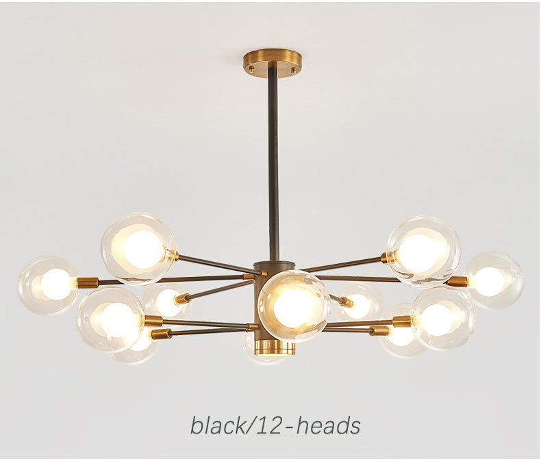 Bubble Glass Bamboo Chandelier-Gold/Black - Reflect Lighting
