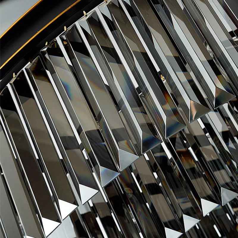 Smoke Grey Rectangular Crystal Flat Chandelier