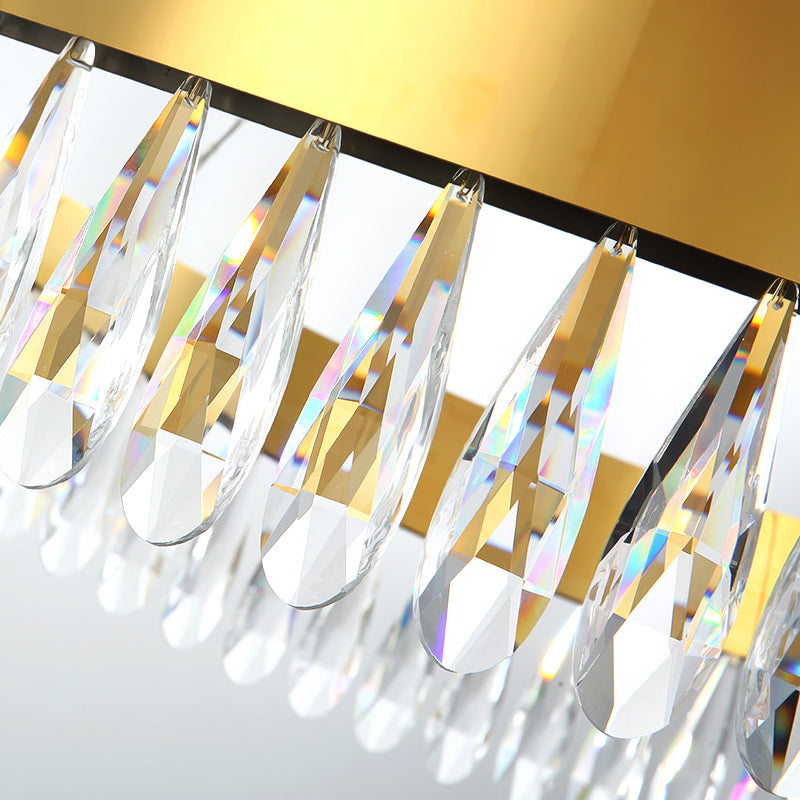 Gold Crystal Tassel LED Chandelier-Round/Rectangle - Reflect Lighting