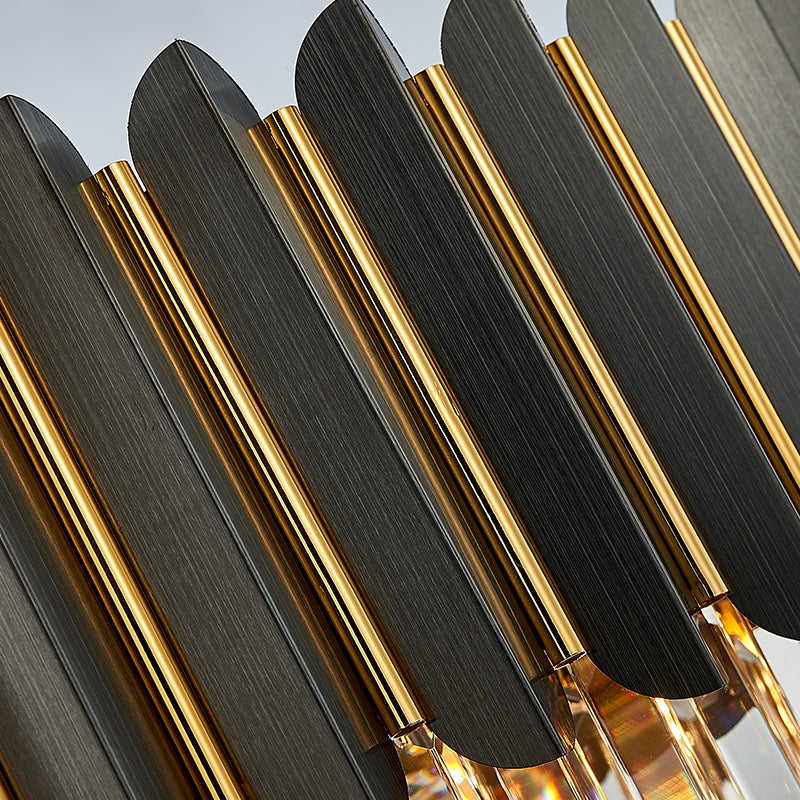 Msambamba Grey & Gold Crystal Chandelier-Round/Rectangle - Reflect Lighting