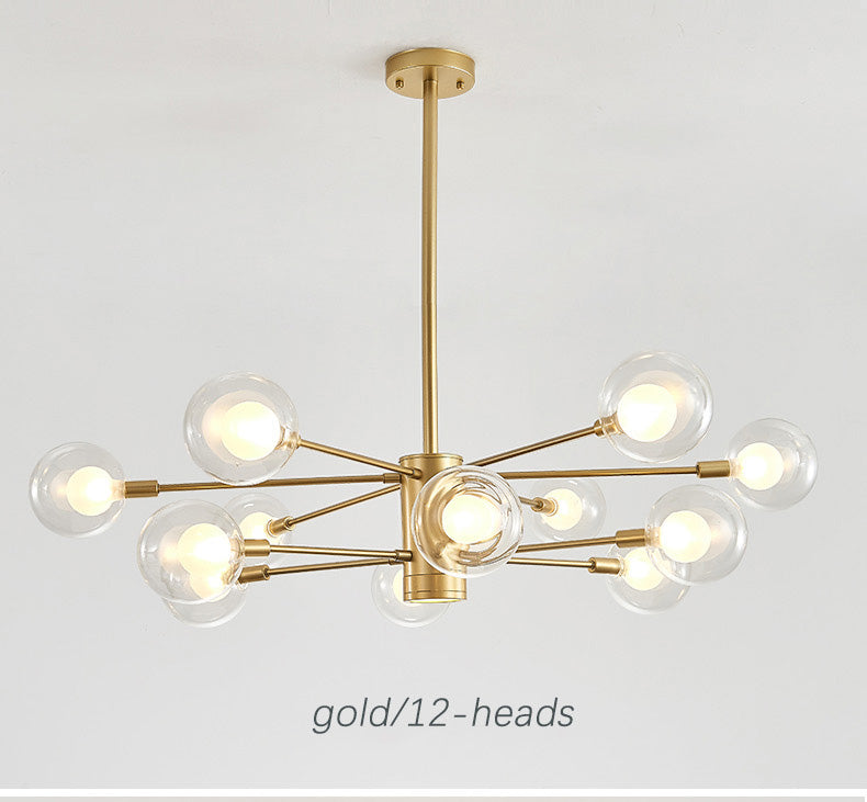 Bubble Glass Bamboo Chandelier-Gold/Black - Reflect Lighting