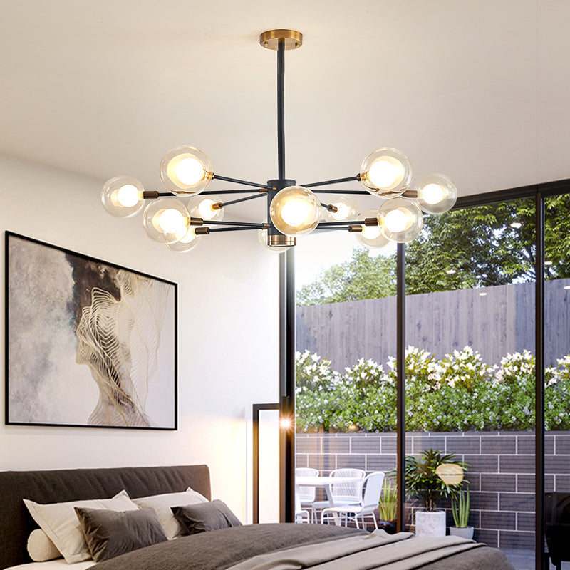Bubble Glass Bamboo Chandelier-Gold/Black - Reflect Lighting