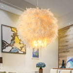 Ivory Feather Round Pendant Light - Reflect Lighting