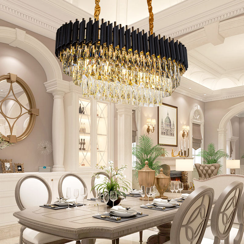 Rectangular Black Crystal Chandelier - Reflect Lighting