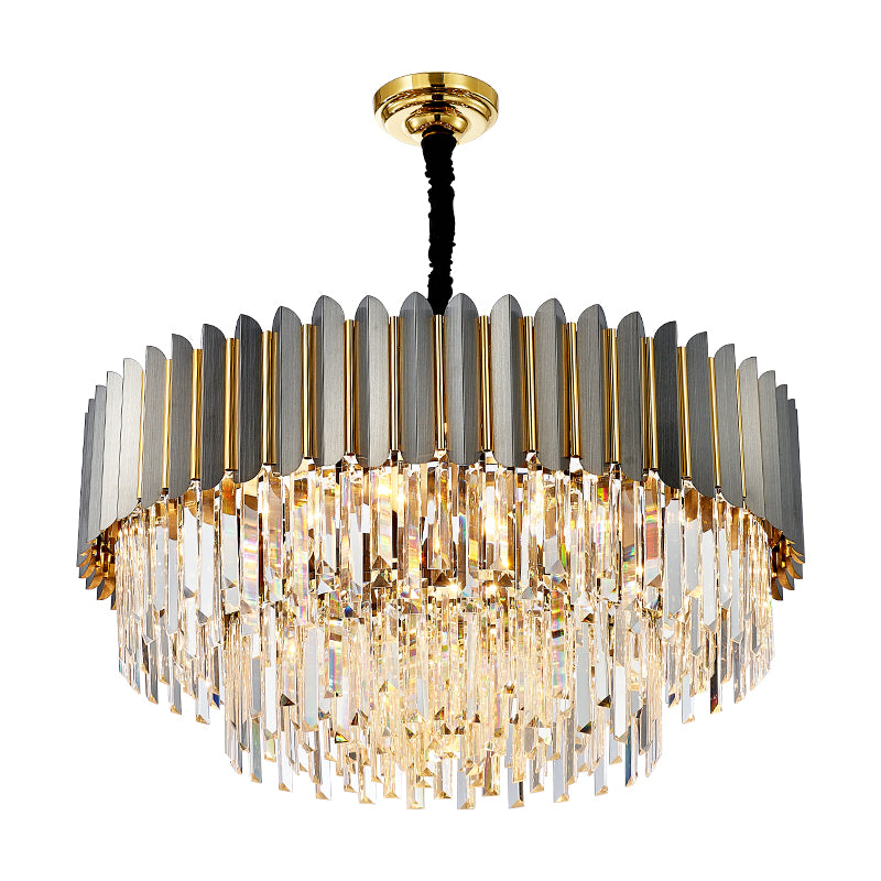 Msambamba Grey & Gold Crystal Chandelier-Round/Rectangle - Reflect Lighting