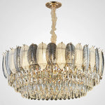 Radiara Feather Crystal Gold Chandelier