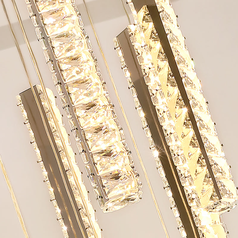 Thierry Vanesa Chrome Crystal Staircase LED Chandelier- 3 Patterns - Reflect Lighting