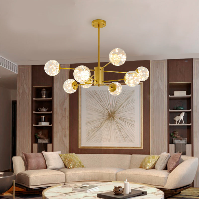 Balle Be Crystal Ball Chandelier- Gold/Black - Reflect Lighting