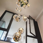 Balle Be Crystal Ball Staircase Chandelier- Smokey Grey/Cognac - Reflect Lighting