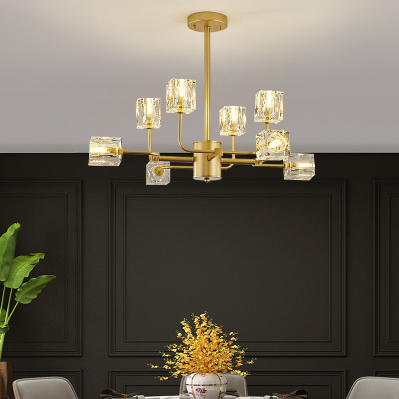 Golden Ice Cube Crystal Chandelier - Reflect Lighting