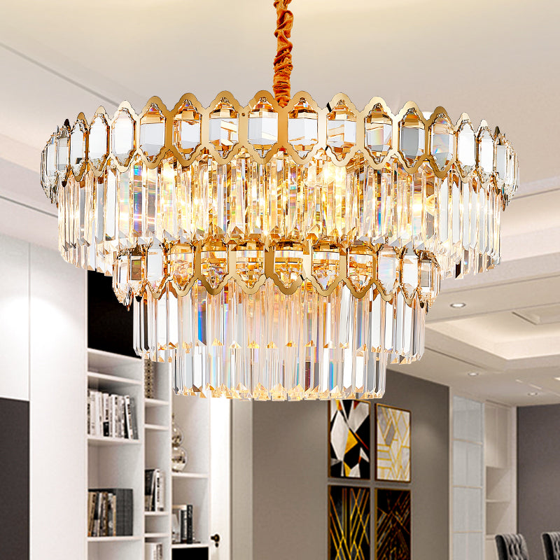 Walden Gold Crystal Chandelier-Round/Rectangle - Reflect Lighting