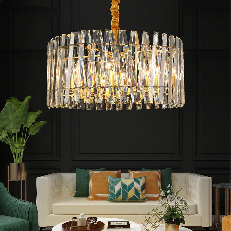 Kirkendall Glo Gold Crystal Chandelier – Round/Rectangle - Reflect Lighting