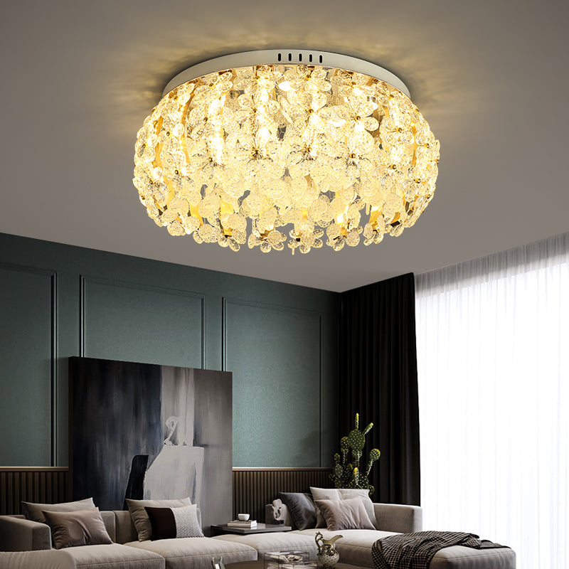 Salazar Flower Crystal Chrome Ceiling Chandelier - Reflect Lighting