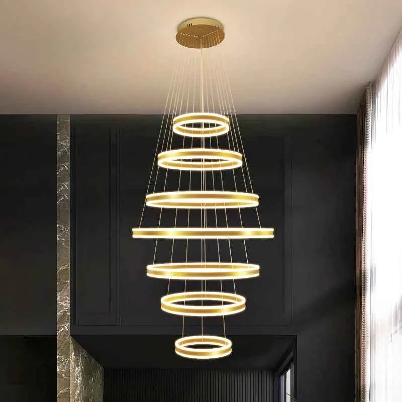 Kronleuchter Anupama 7 rings Gold/Black Chandelier