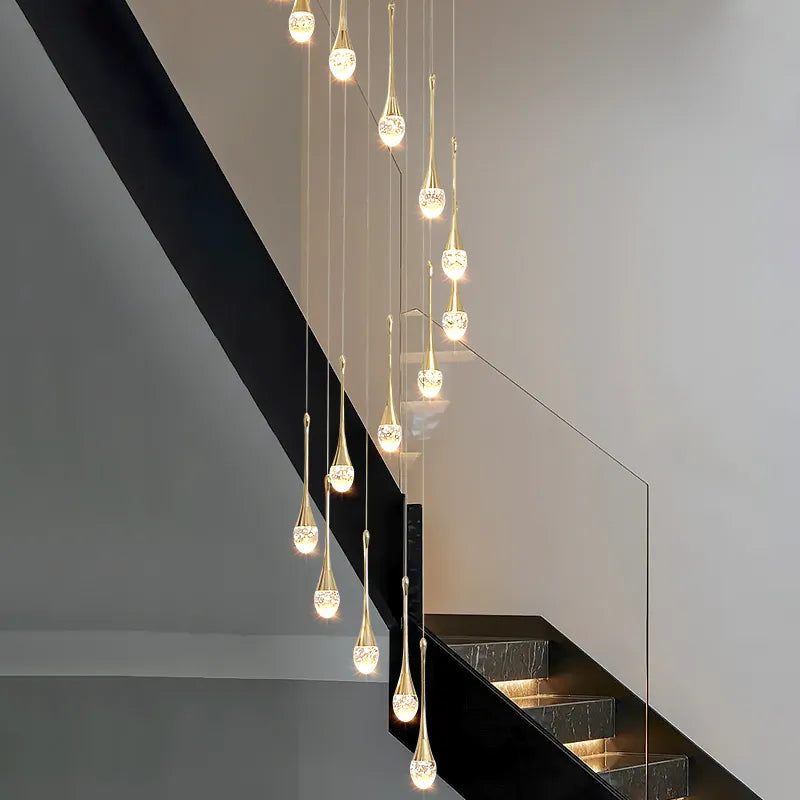 Buchholtz Eisenhauer Gold Staircase Chandelier - Reflect Lighting