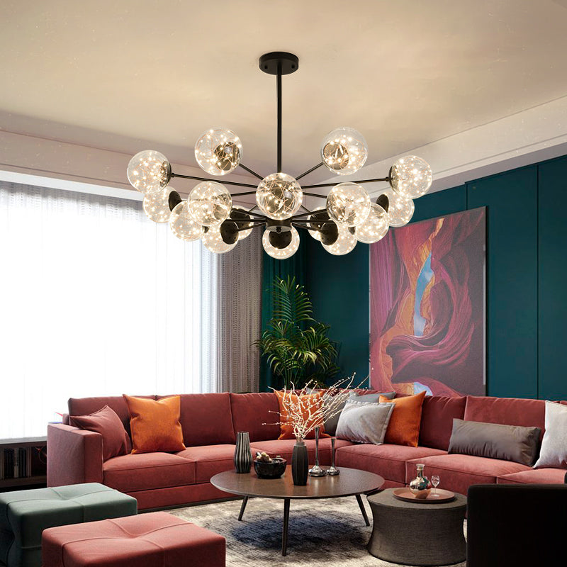 Balle Be Crystal Ball Chandelier- Gold/Black - Reflect Lighting