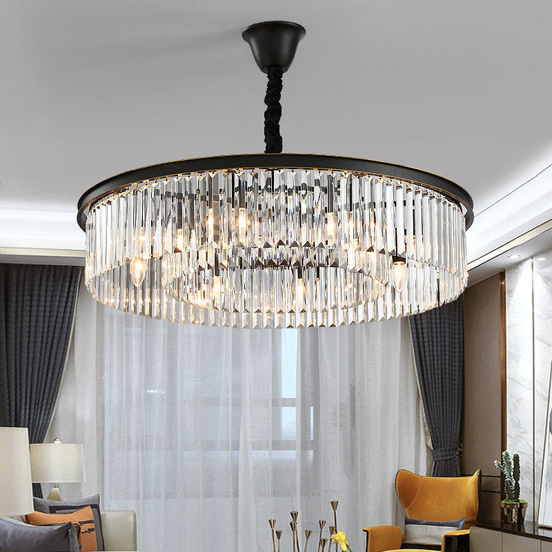 Transparent Circular Crystal Flat Chandelier - Reflect Lighting