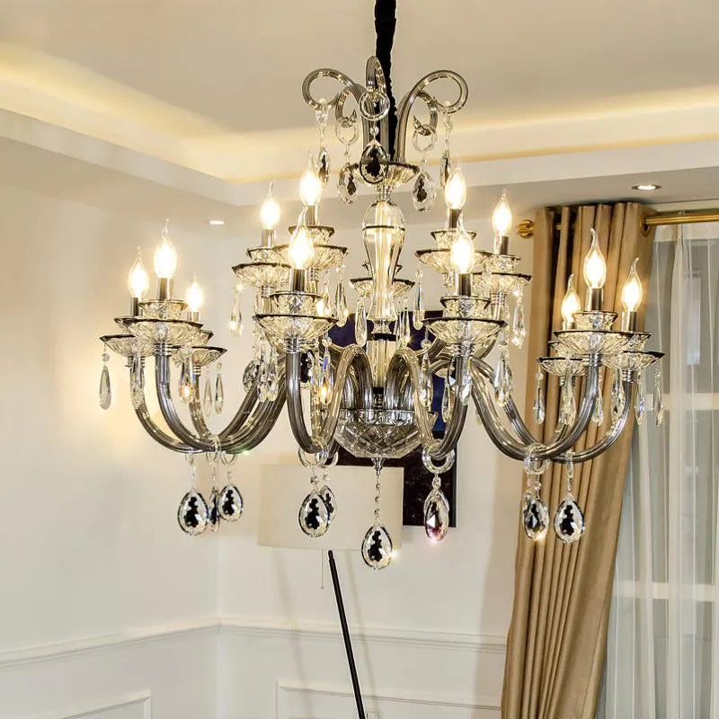 Bratton Black Crystal Candle Style Chandelier/Wall Lamp - Reflect Lighting