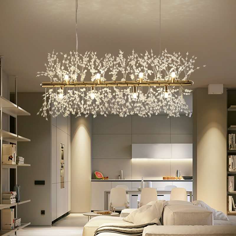 Snowflake Round/Rectangle Dandelion Branch Chandelier- Gold/Chrome/ Rose Gold - Reflect Lighting