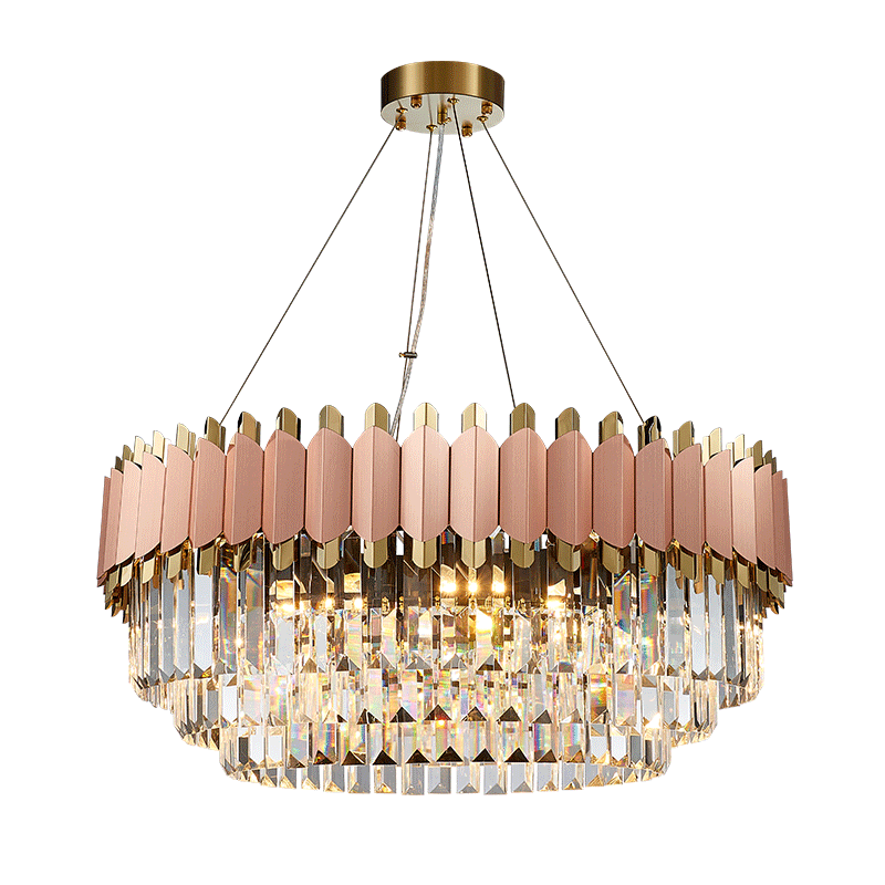 Rose Gold Crystal Chandeliers-Round/Rectangle - Reflect Lighting