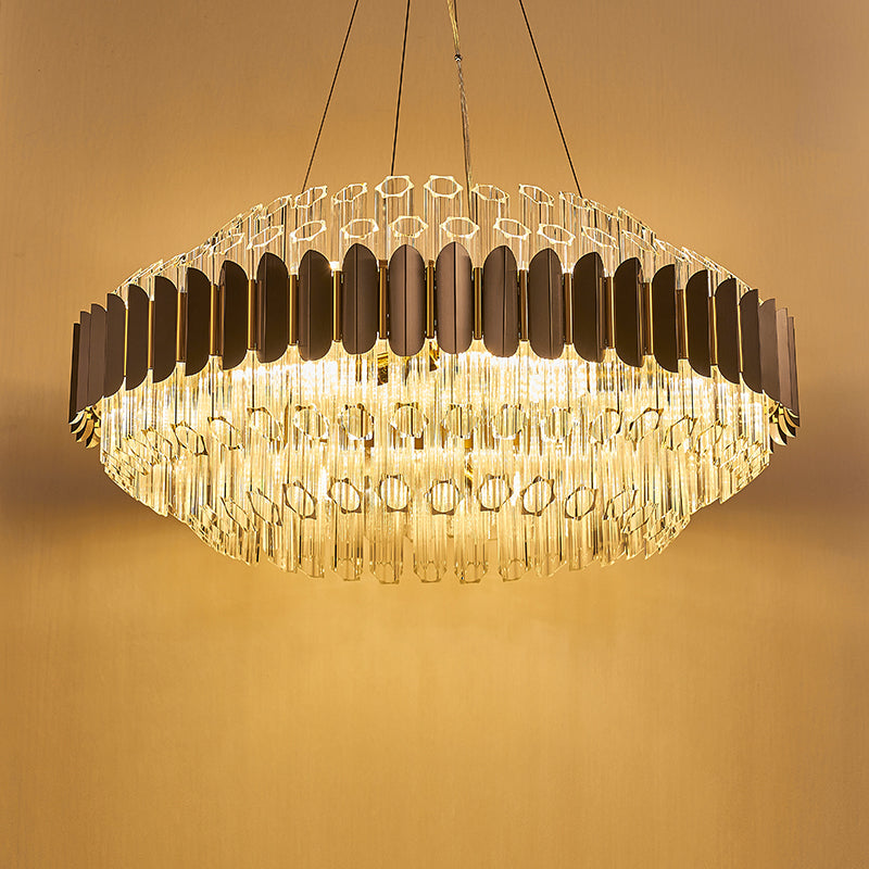 Gary & Gold Cylinder Crystal Chandelier-Round/Rectangle - Reflect Lighting