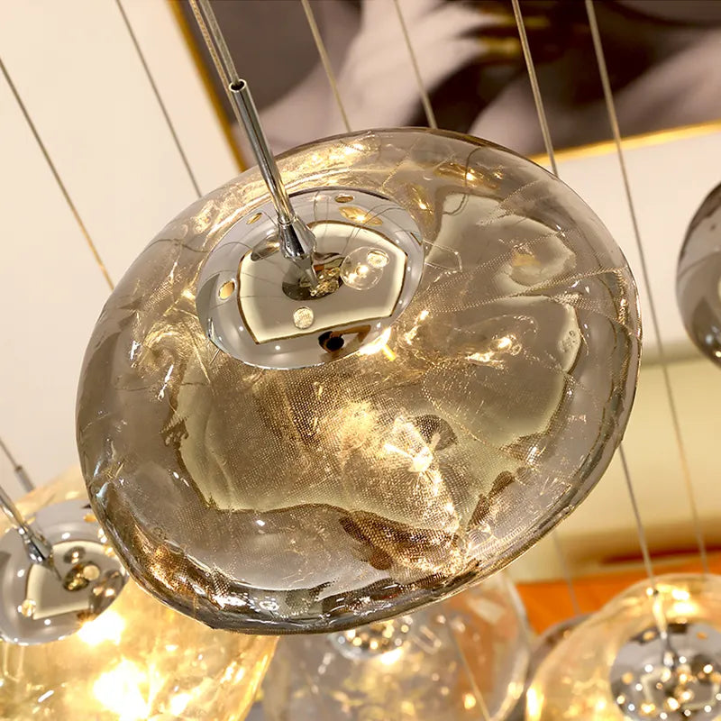 Chasse Lowther Staircase Chandelier- Smokey Grey, Cognac & Transparent - Reflect Lighting