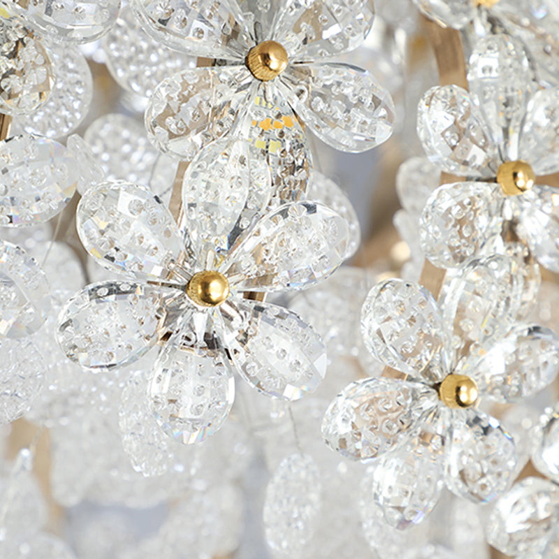 Salazar Flower Crystal Chrome Ceiling Chandelier - Reflect Lighting