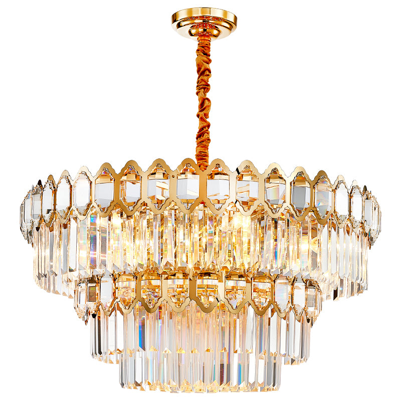 Walden Gold Crystal Chandelier-Round/Rectangle - Reflect Lighting
