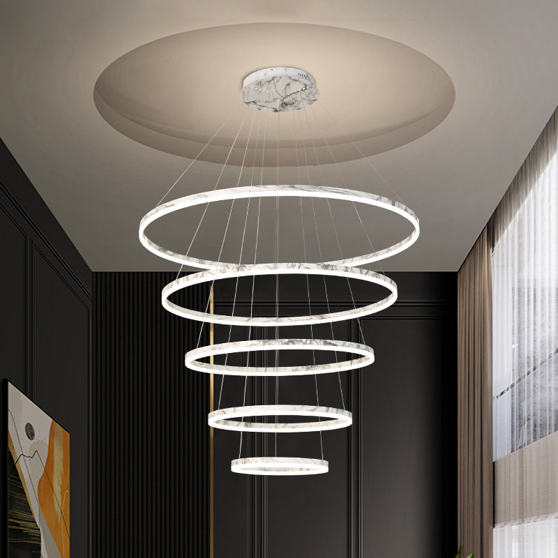 Marble Pattern Stick Splashback Rings Chandelier - Reflect Lighting